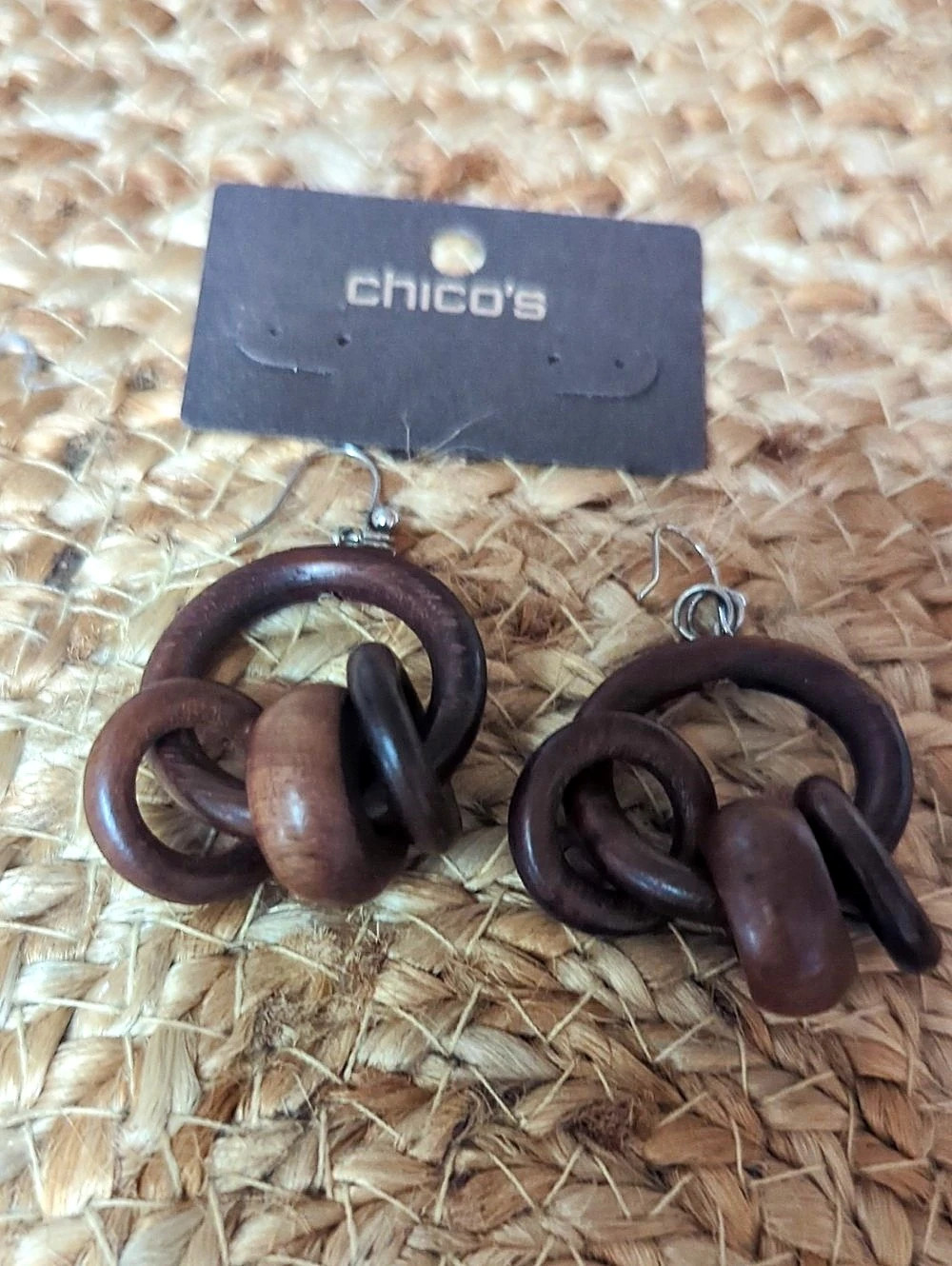 Chico's Brown  Wood-Look Earrings